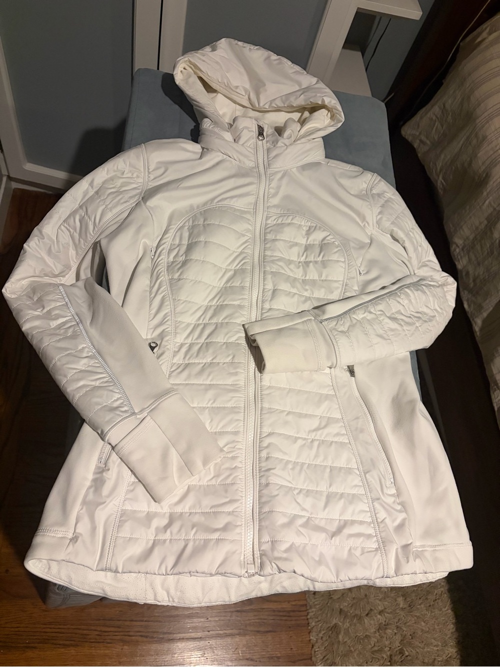 lululemon athletica White Quilted Hybrid Hooded Jacket